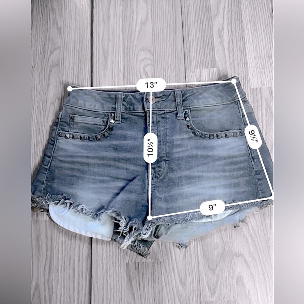 Women’s American Eagle Light Grey Wash “Vintage Hi Rise Festival” Denim Shorts - Picture 7 of 9